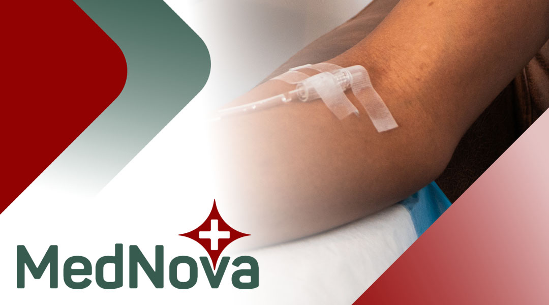 IV Therapy header showing drip attached to patient's arm