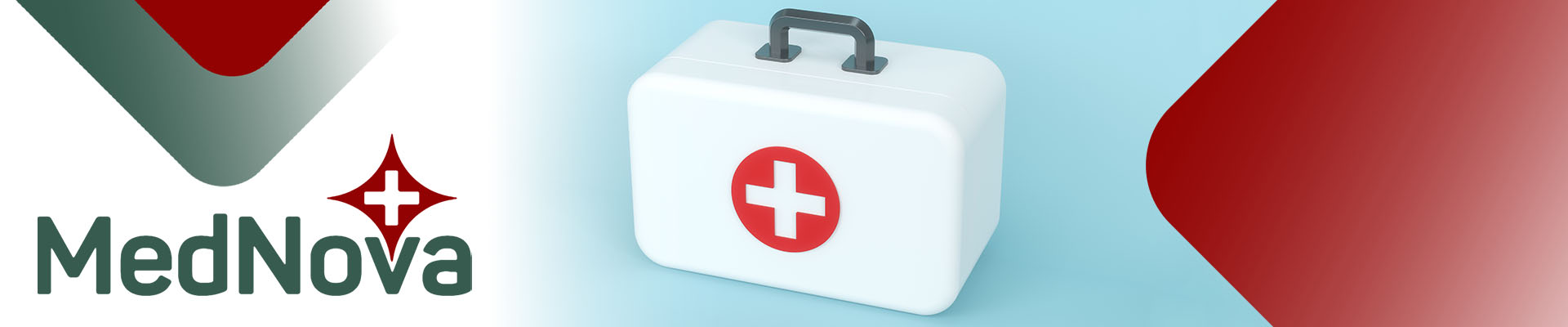 Emergency doctor's briefcase on blue background
