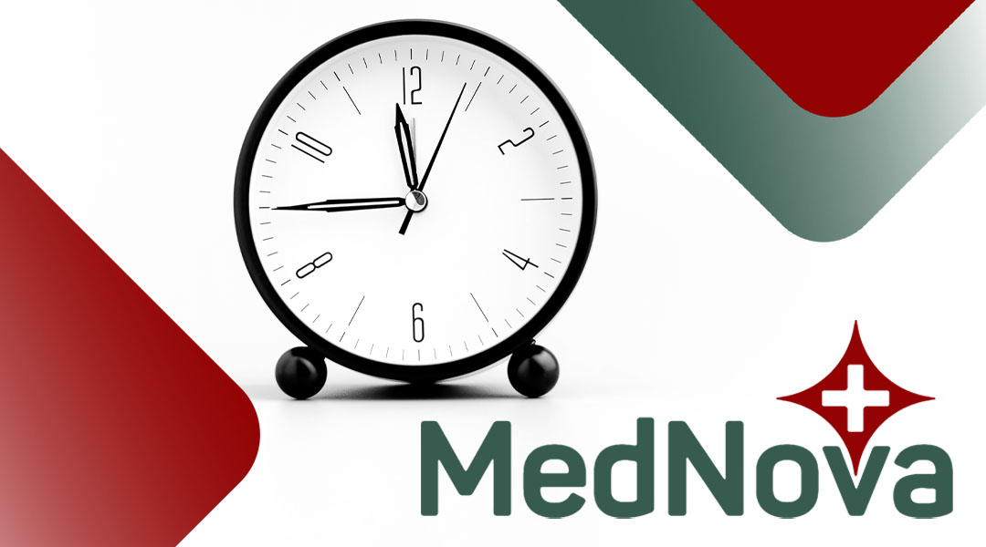 MedNova times & rates clock on white background