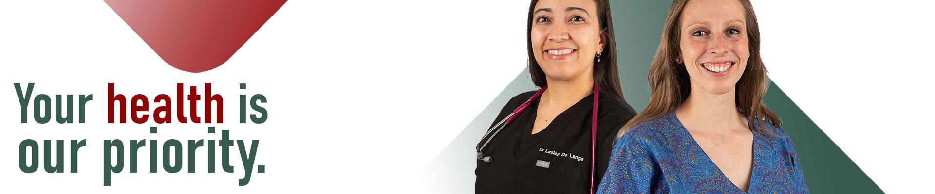 Medical Doctor headshots with text "Your health is our priority"